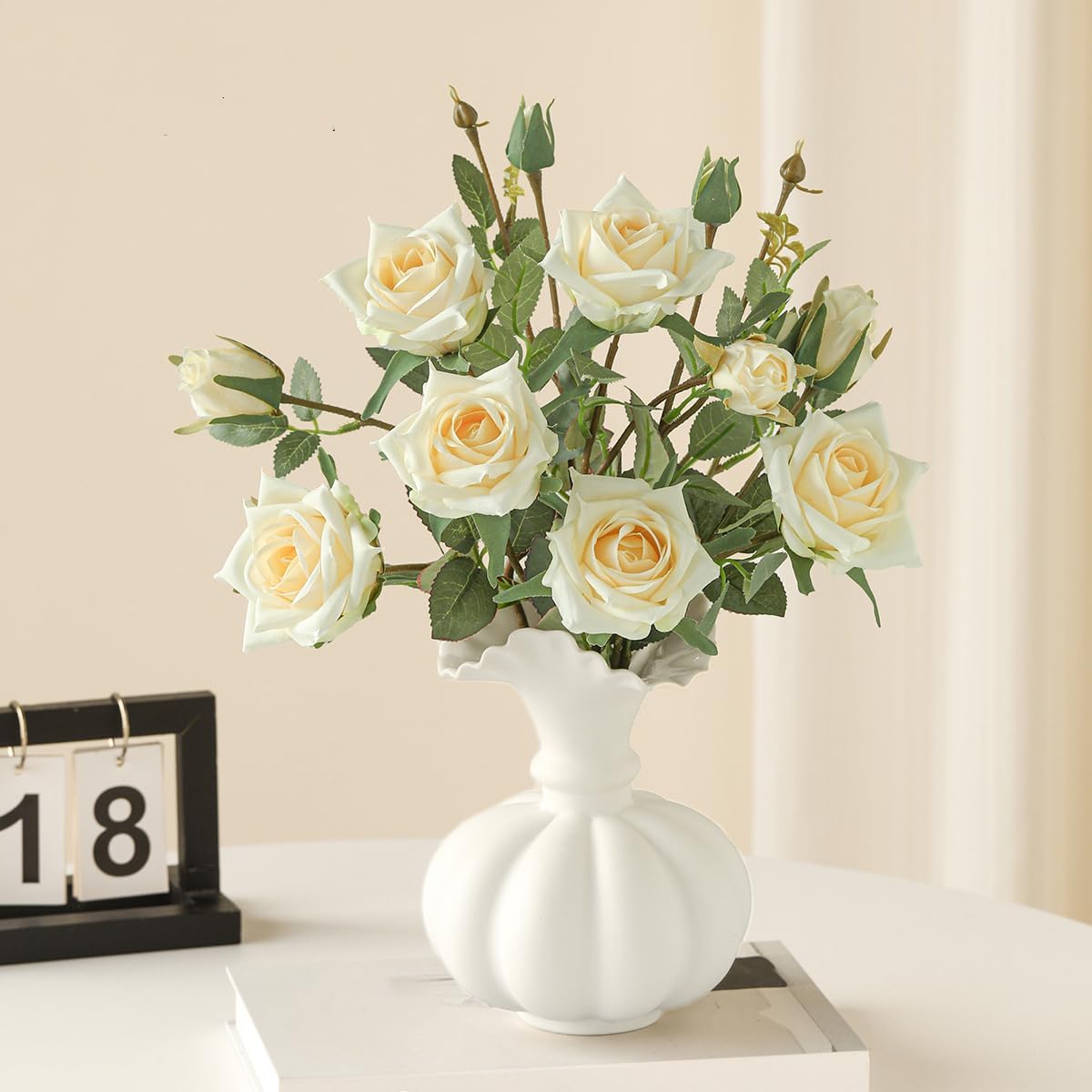 Matte White Pumpkin Ceramic Vase for Home Decor