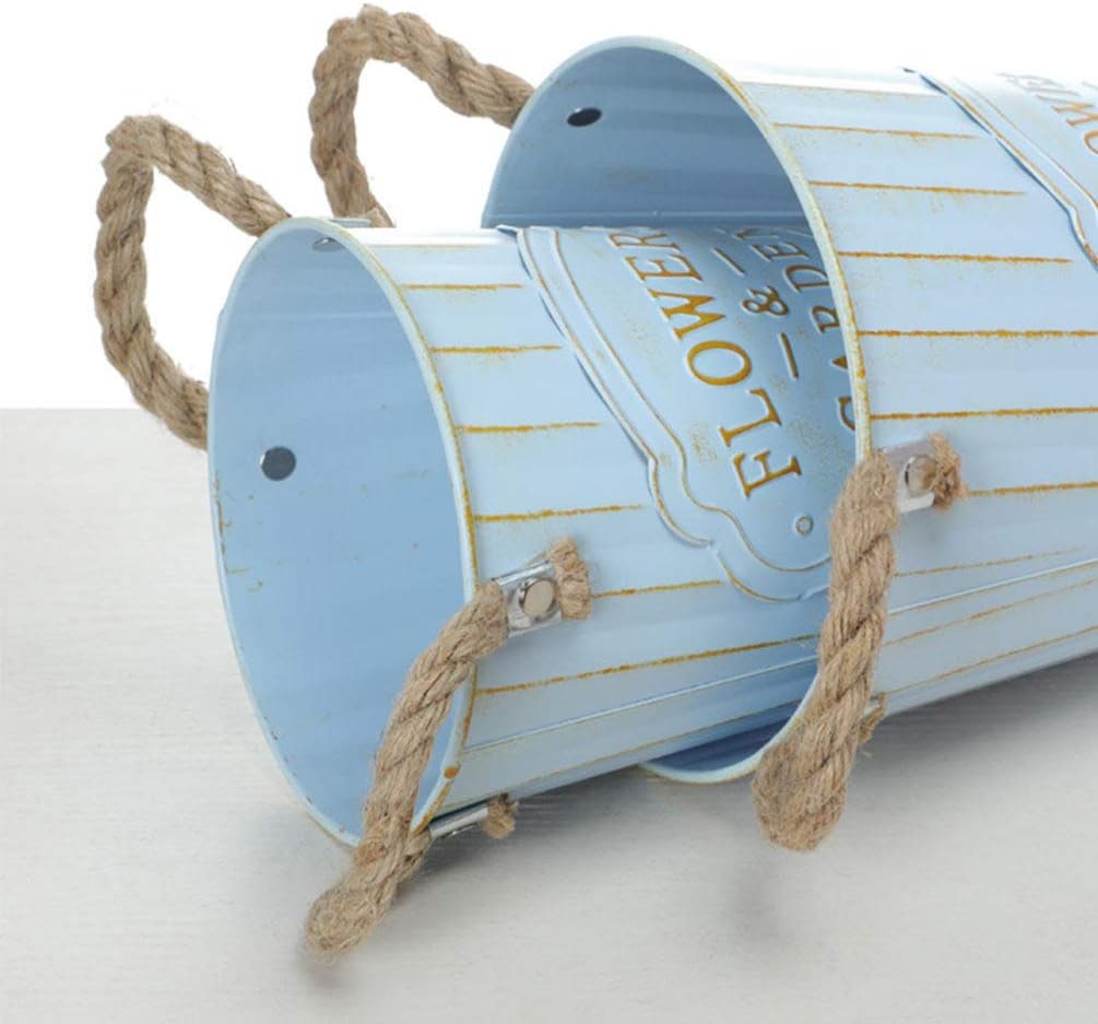 DOITOOL Rustic Metal Flower Vase Vintage Bucket Decor