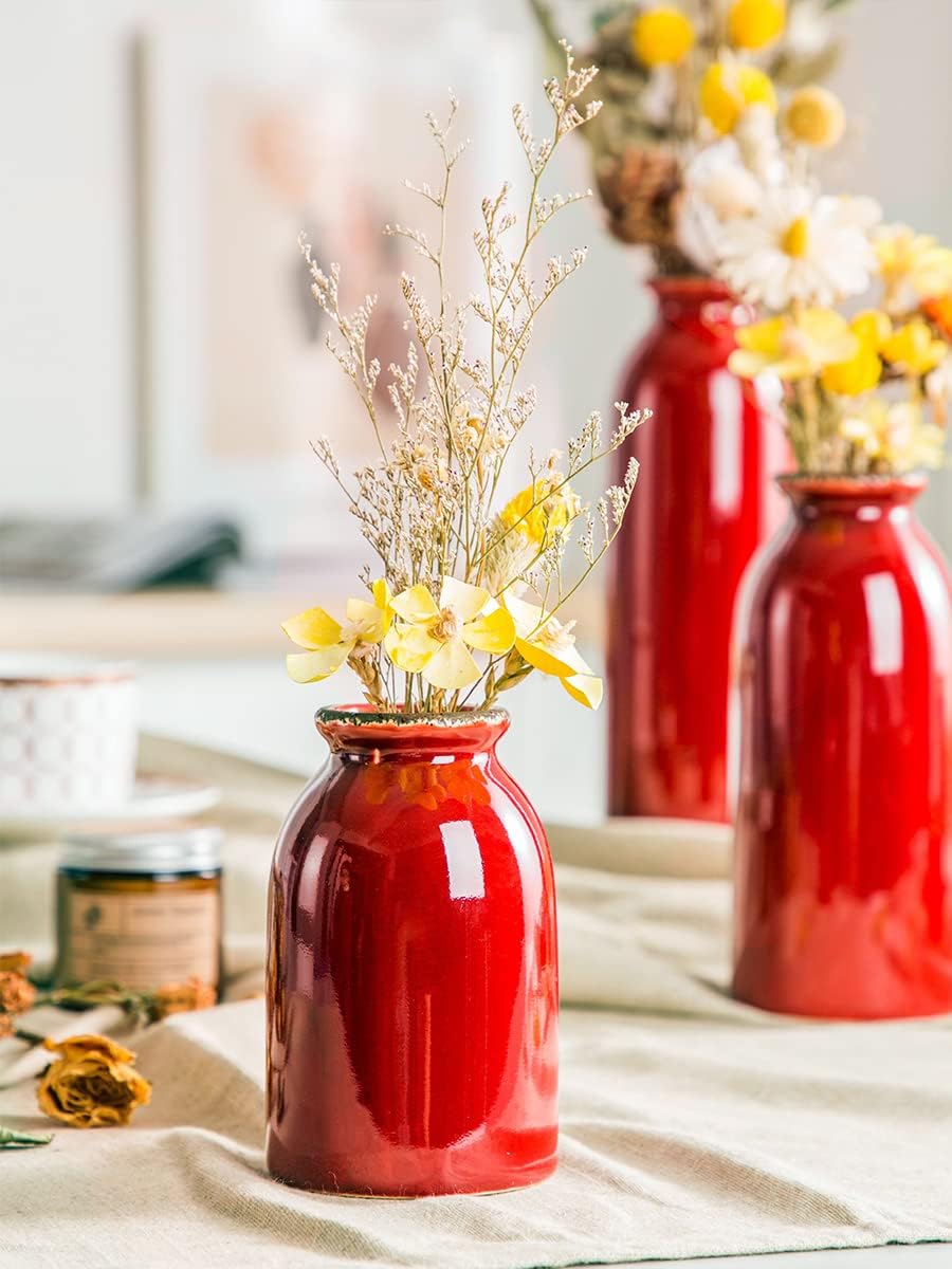 CwlwGO 3 Piece Ceramic Vase Set for Modern Farmhouse Decor