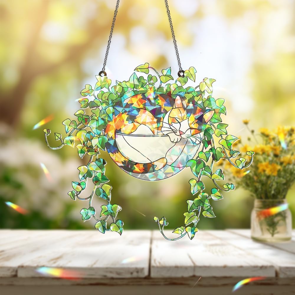 Whimsical Cat Hologram Hanging Ornament