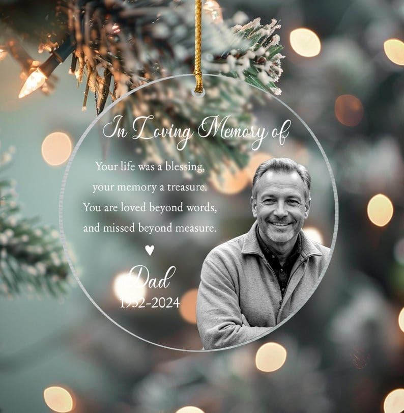 Custom Photo Memorial Ornament for Dad Mom Remembrance