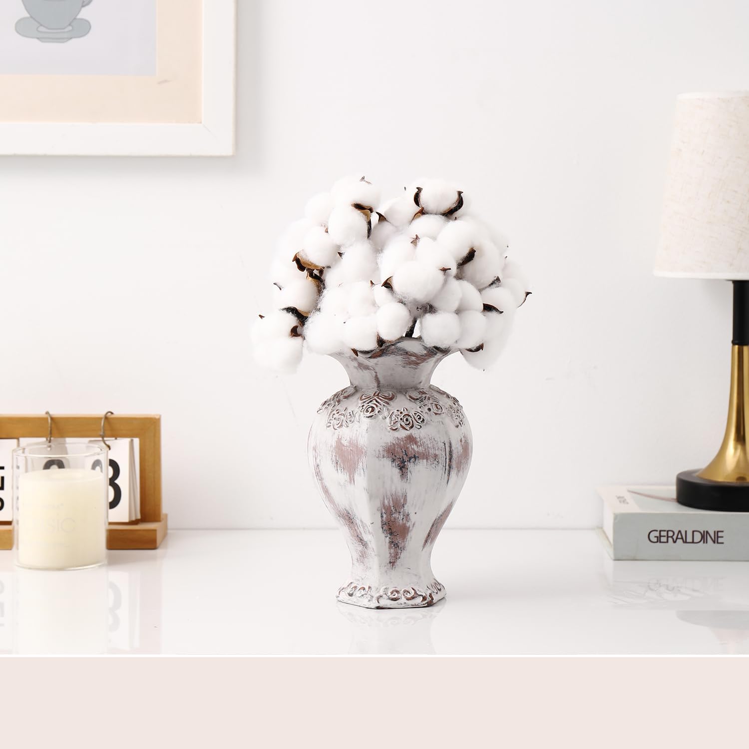 Rustic Farmhouse White Ceramic Vase 85 Inches
