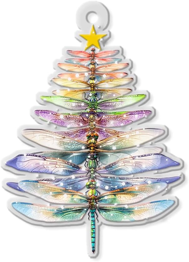 Christmas Dragonfly 2D Flat Acrylic Ornament