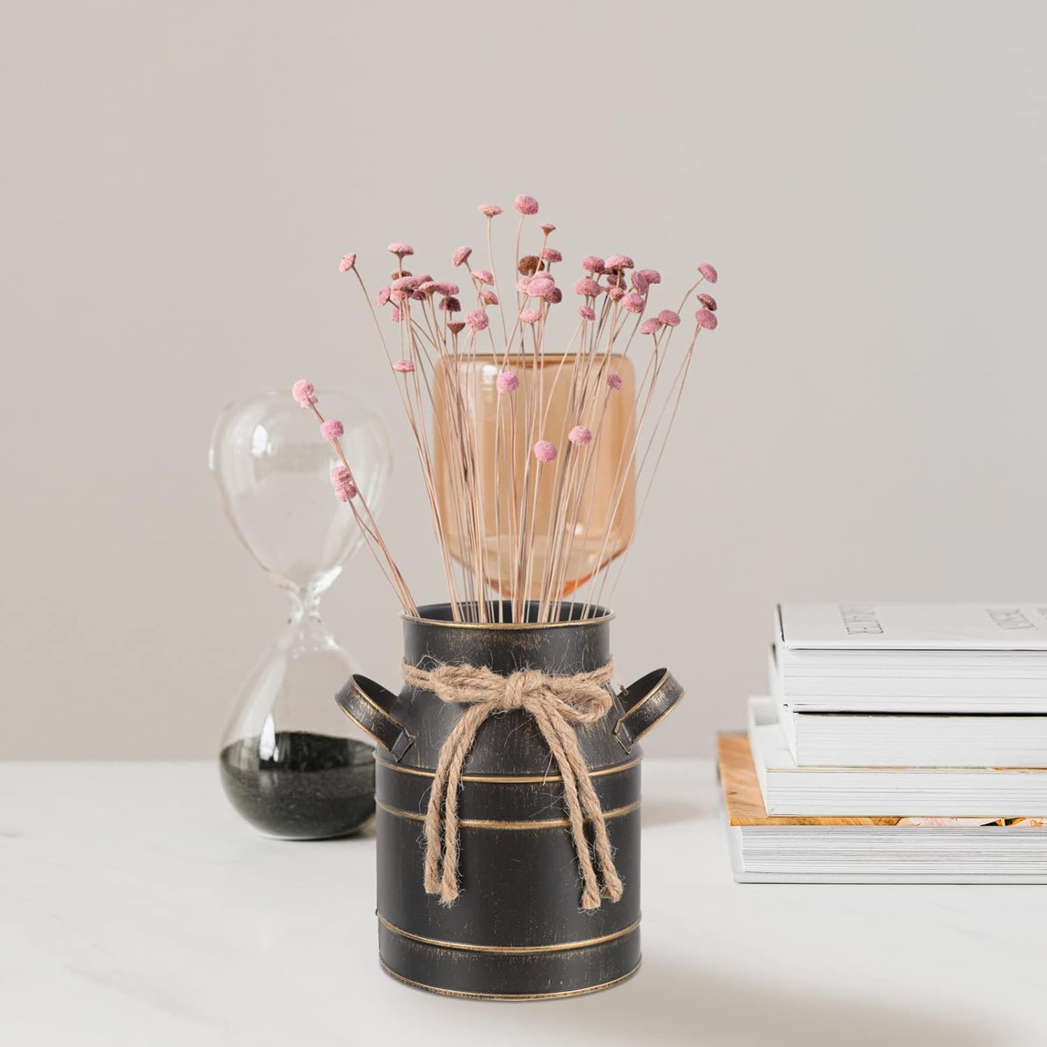 Rustic Galvanized Milk Jug Vase for Home Decor