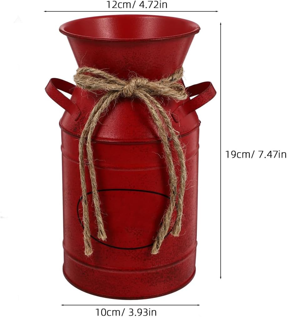 Retro Style Bucket Iron Flower Barrel Farmhouse Decor Vase