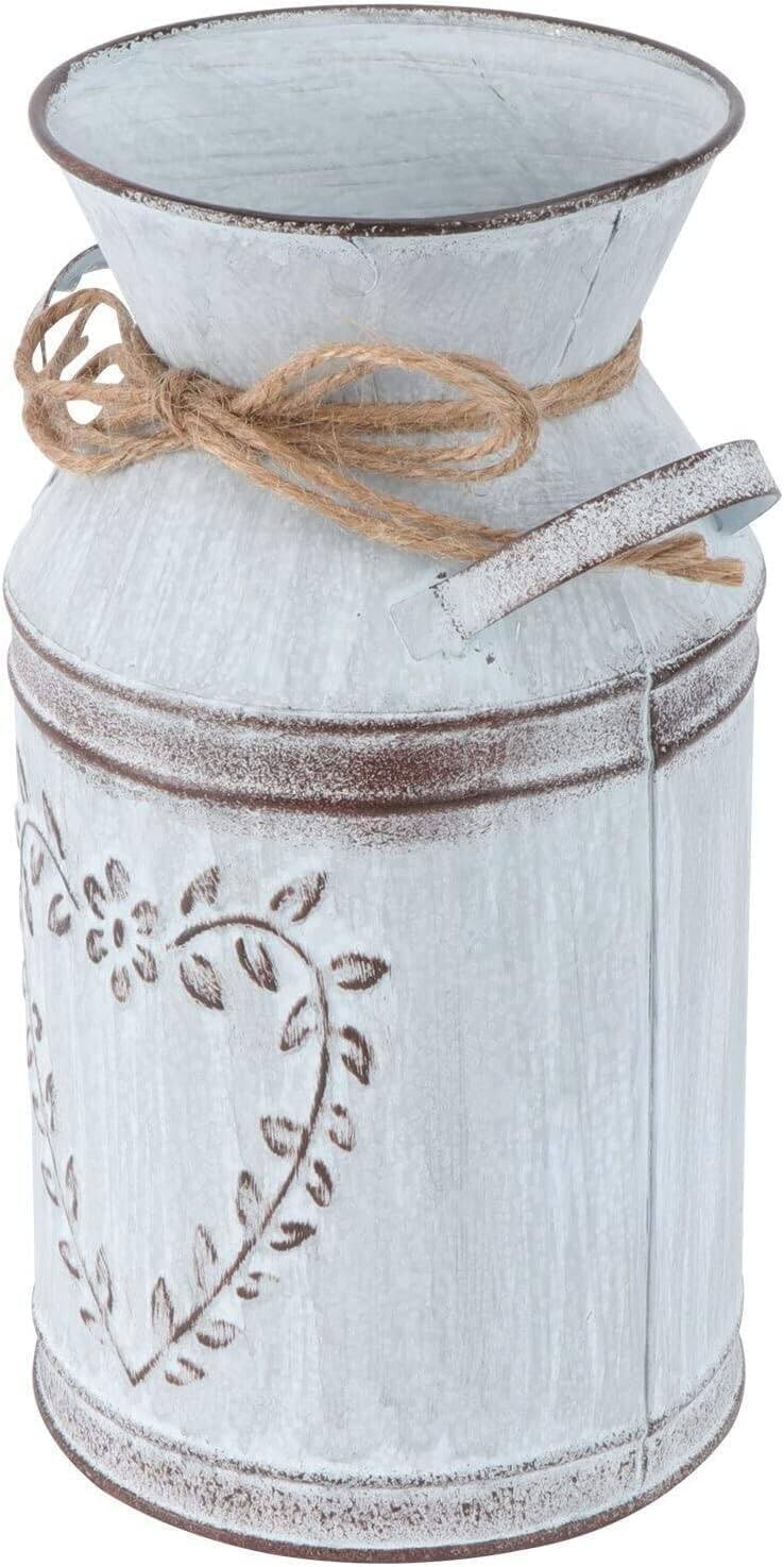 Rustic Metal Jug Vase with Handle Country Decor Shabby Chic Farmhouse