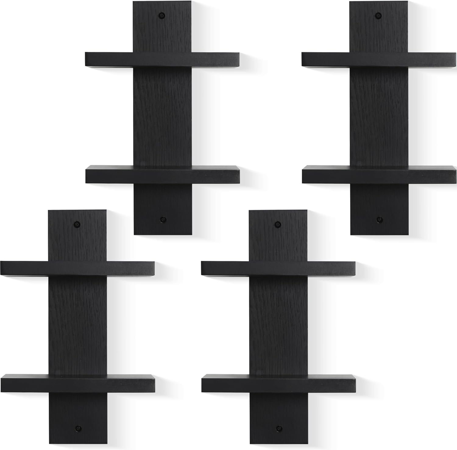 PHOENANCEE 2 Tiered Vertical Wall Shelf Unit 4 Pack Black