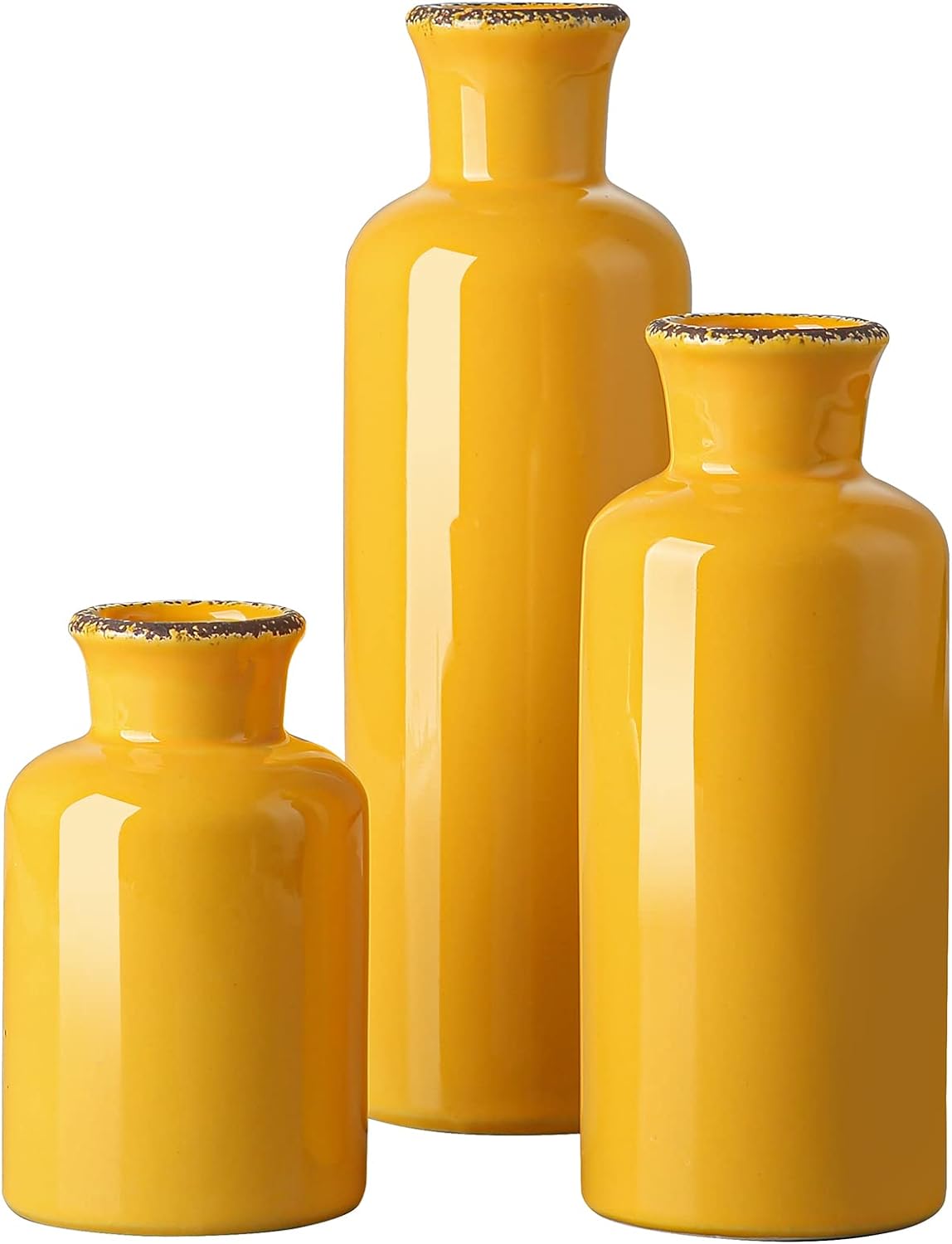 CwlwGO Yellow Ceramic Vase Set Modern Decor