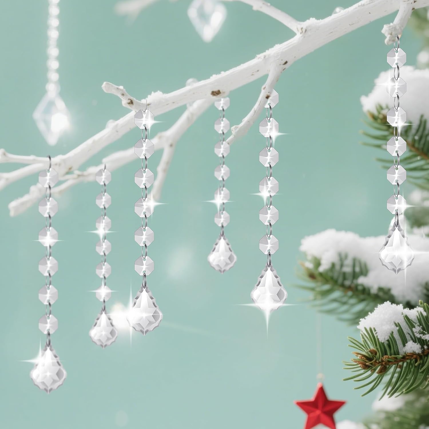 100 Pcs Clear Acrylic Crystal Ornament Beads for Centerpieces and Chandeliers