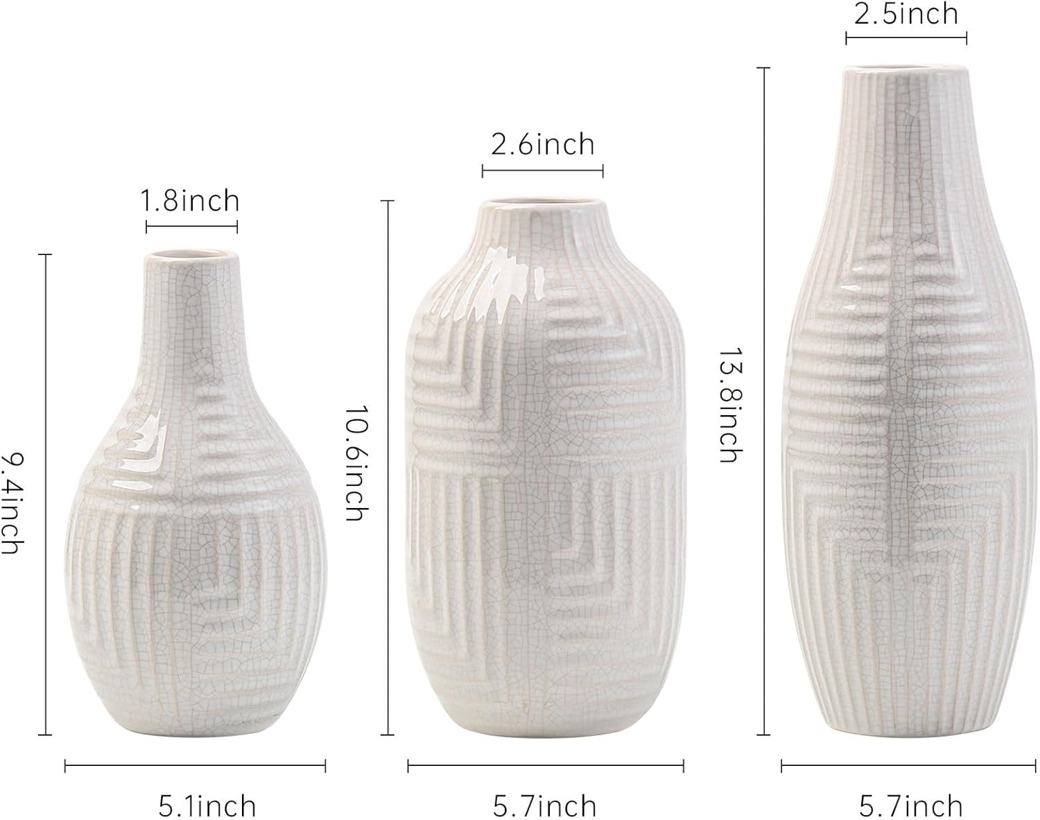 HJN White Ceramic Vase - Modern 106 H