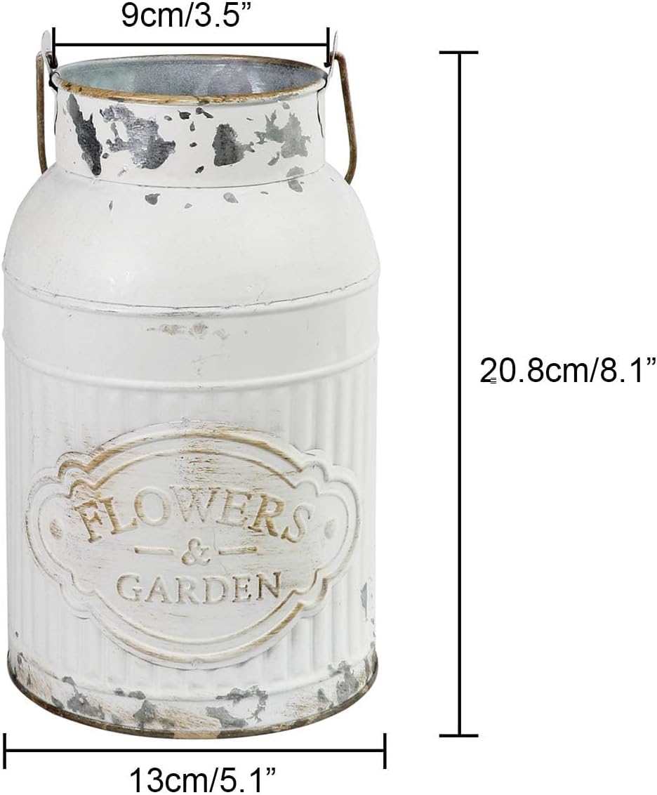 Vancore Shabby Chic Metal Milk Jug Planter Vase