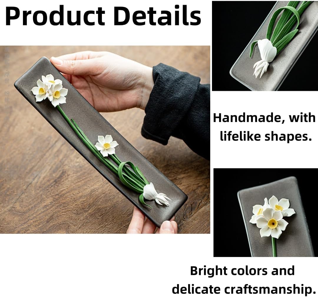 Ceramic Incense Holder with Peony Design Pink
