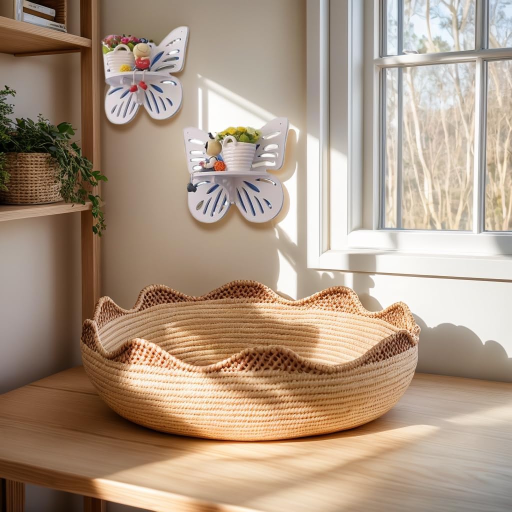 2PCS Butterfly Wall Shelf Cute Floating Storage for Kids Room and Nursery Decor