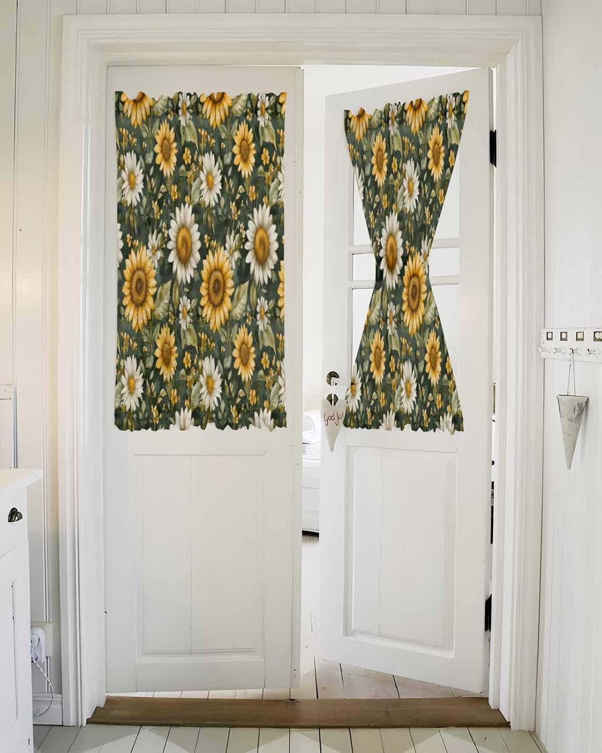 PANJINEXT Door Curtains 54x40 Sheer Thermal Insulated Rod Pocket Drapes with Tiebacks for French Doors