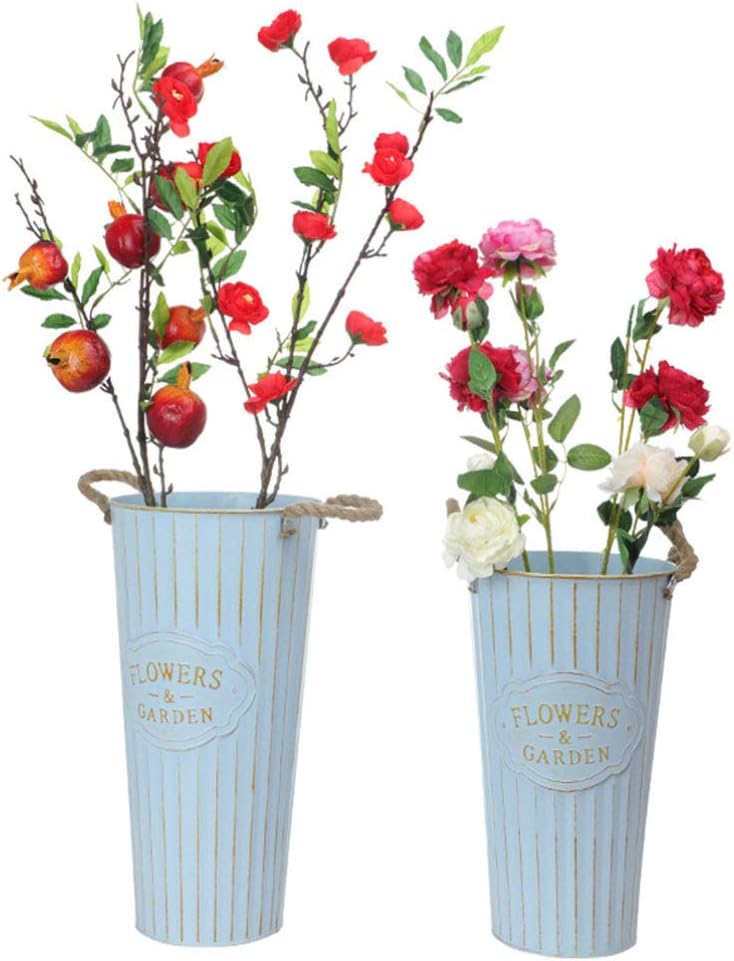 DOITOOL Rustic Metal Flower Vase Vintage Bucket Decor