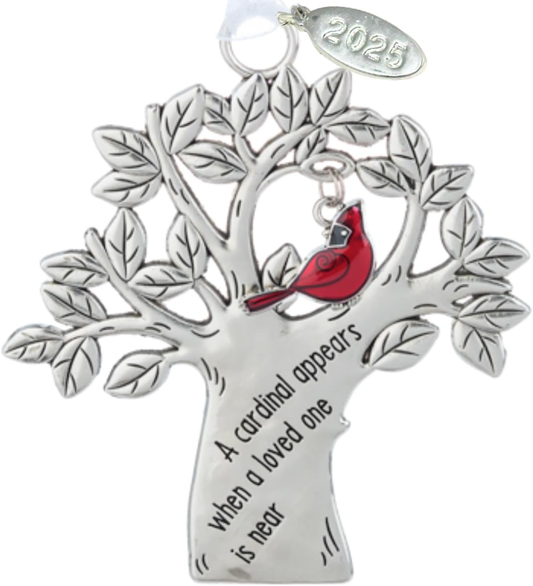 Memorial Ornament with Cardinal Symbol - Sympathy Gift for Men or Women