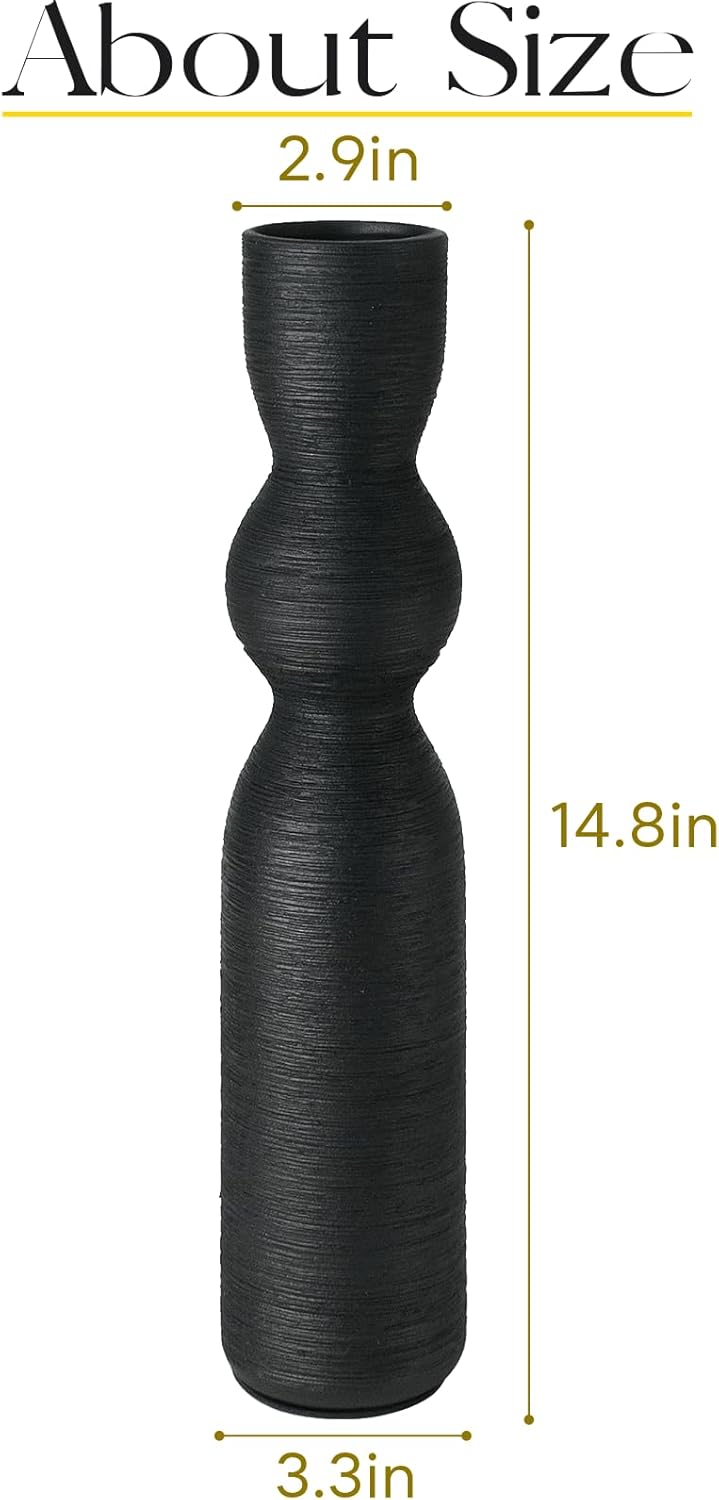 Tall Black Ceramic Vase 15 Inch Decor Vase