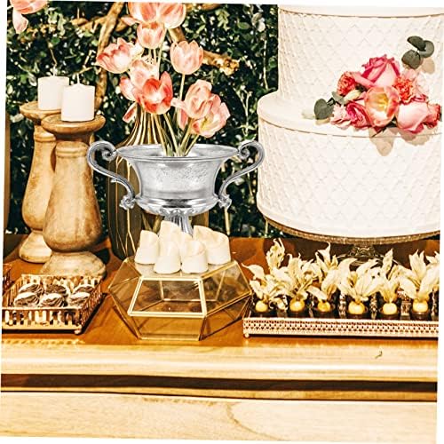 Yardwe Vintage Flower Vase with Gold Base Decorative Urn