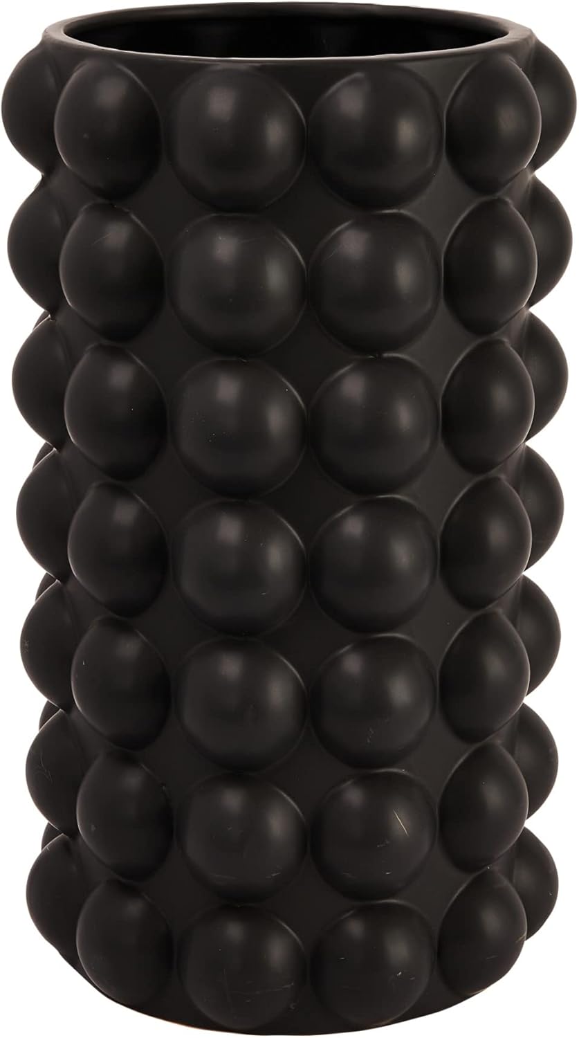 Creative Co Op Modern Stoneware Raised Dot Vase Black