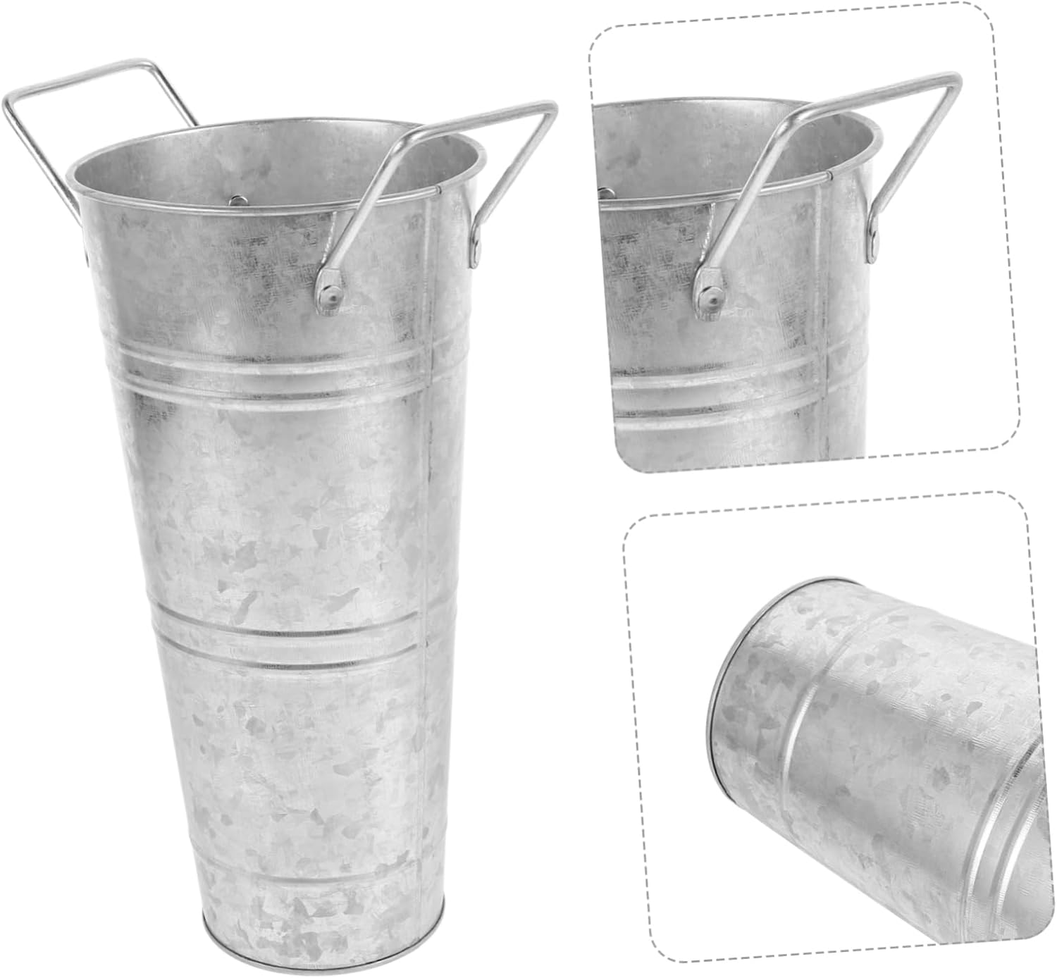 Vintage Iron Flower Bucket Vase for Dried Flowers