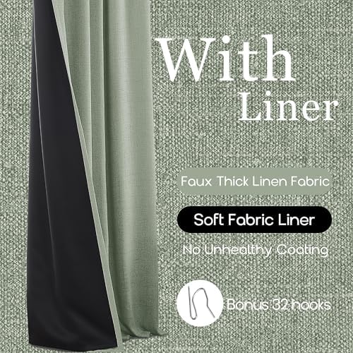 PANELSBURG Sage Green Boho Blackout Curtains 2 Panels Set