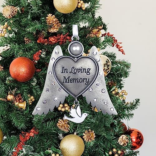 Sympathy Gift Angel Wings Ornament with Heart Engraving