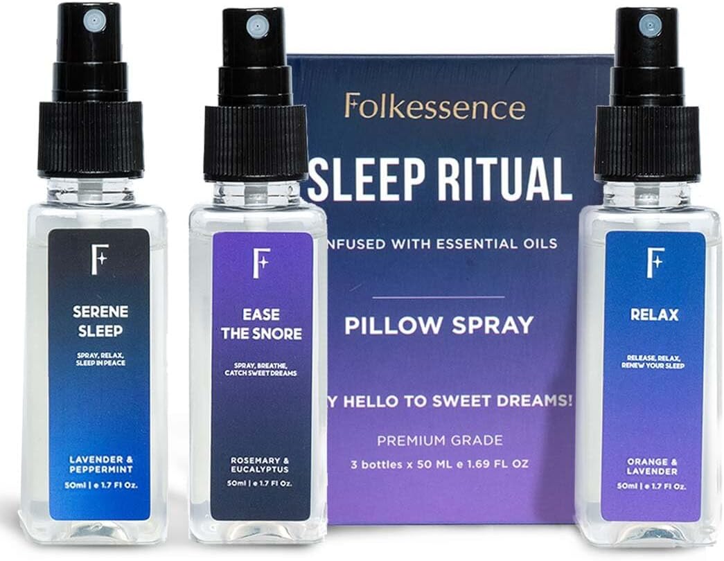 Folkulture Pillow Sprays - Set of 3 Natural Sleep Spray for Bedrooms and Home