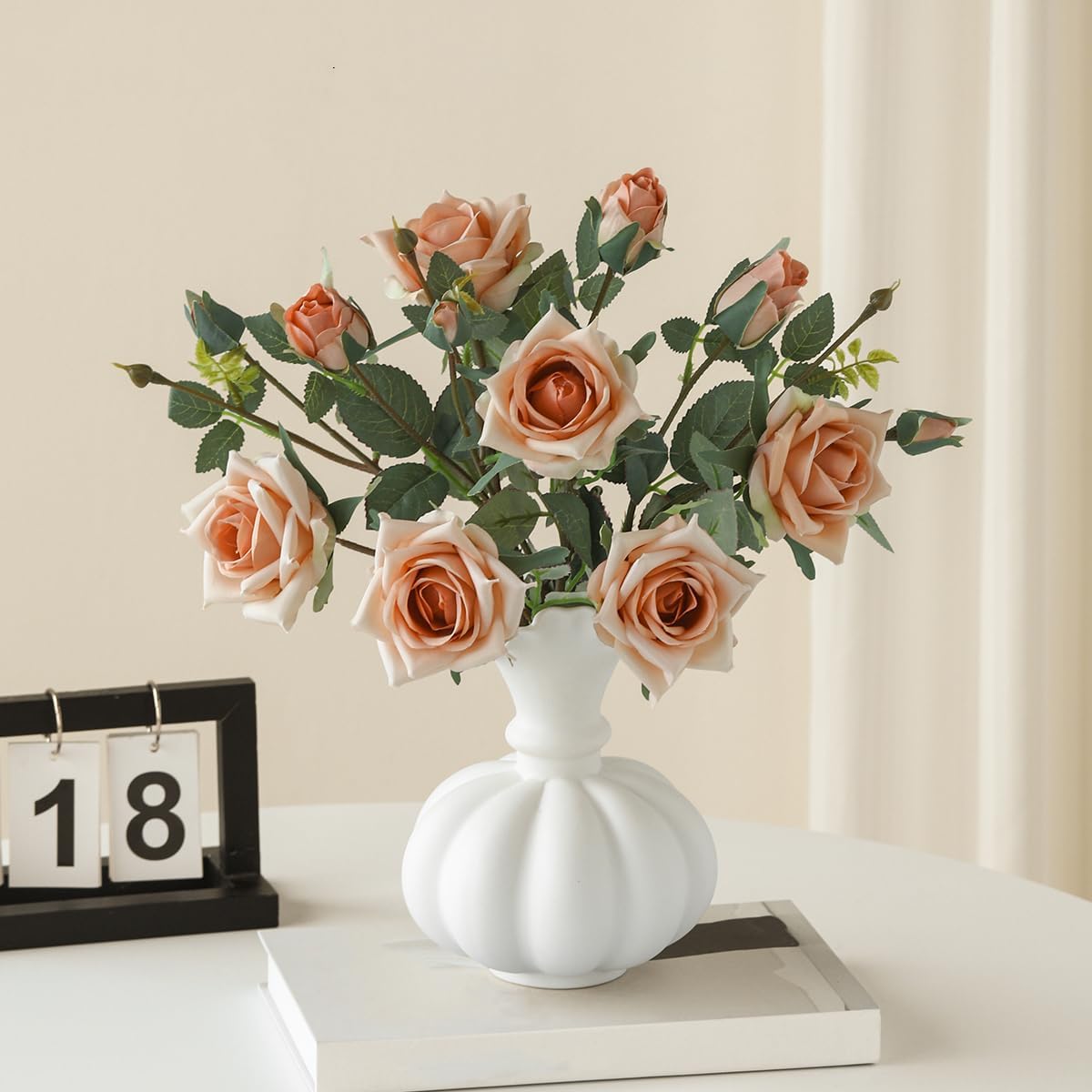 Matte White Pumpkin Ceramic Vase for Home Decor