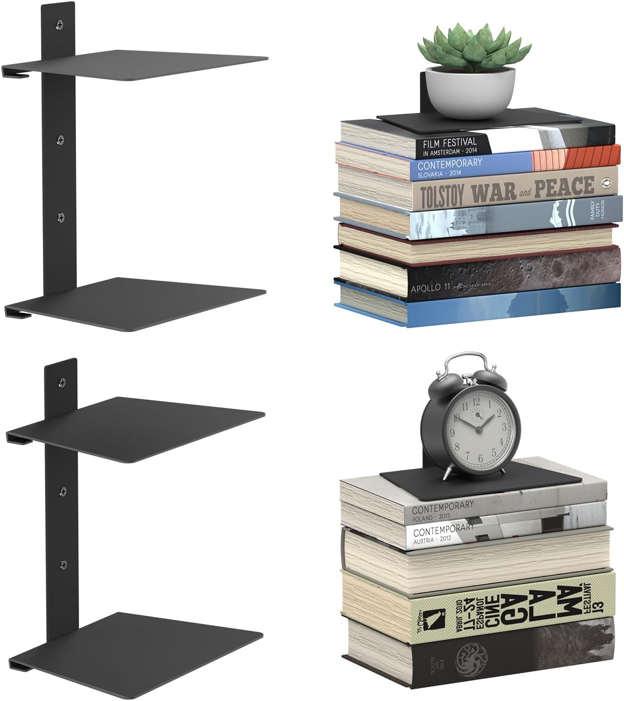 Invisible Floating Bookshelves 4 Tier Wall Mount Bookcase