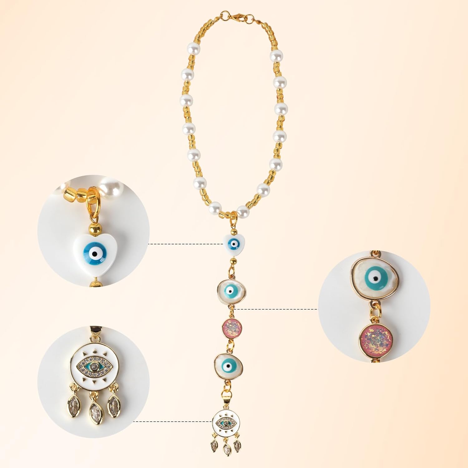 Mikovivi Gold Evil Eye Car Hanging Ornament