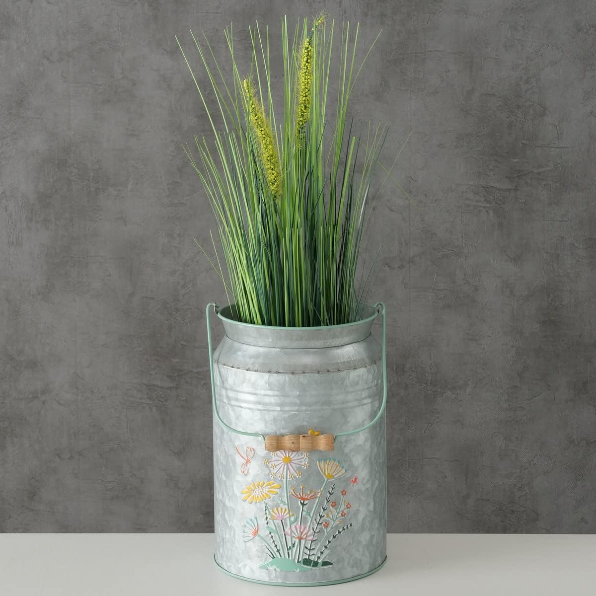 Creamery Vase in Grey Zinc with Meadow Flower Design