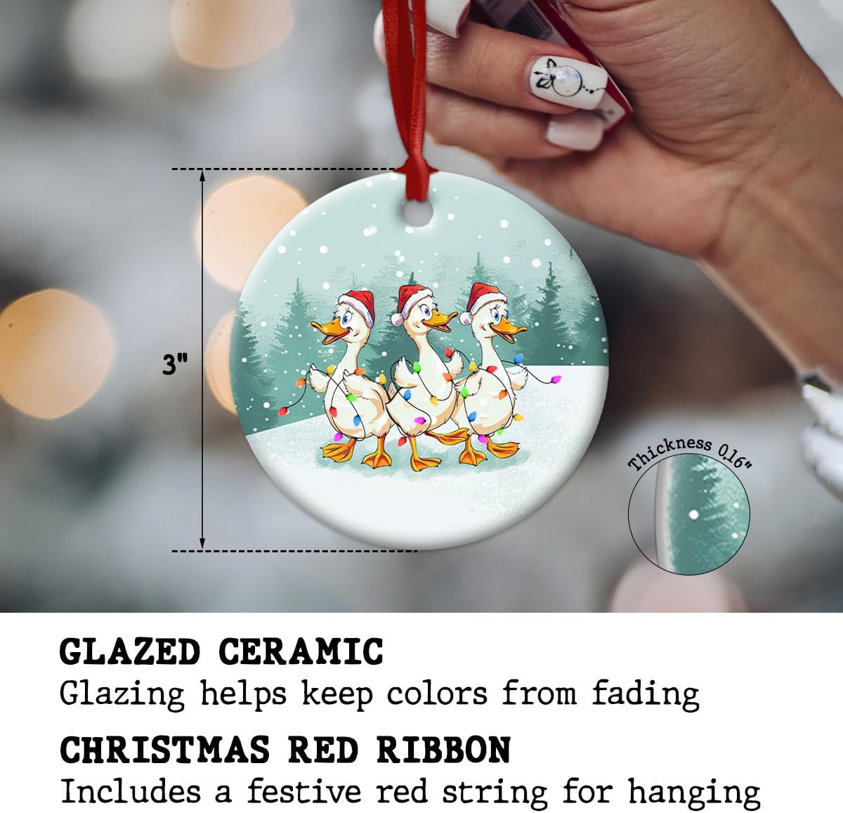 Cute Ducks Christmas Ceramic Ornament - Farmhouse Decor Funny Gifts for Friends