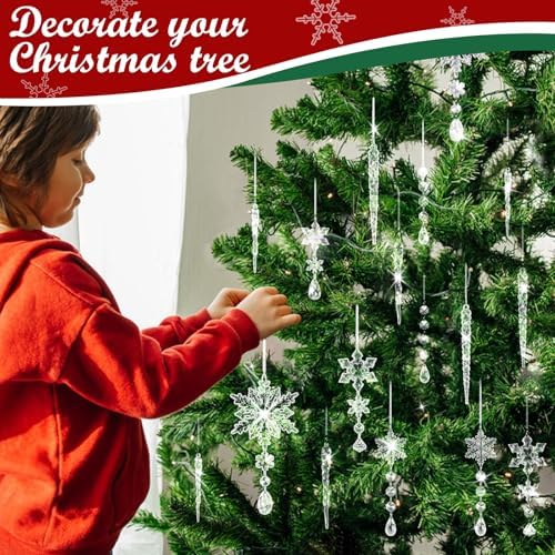 20 Pack Crystal Christmas Ornaments for Tree Decorations