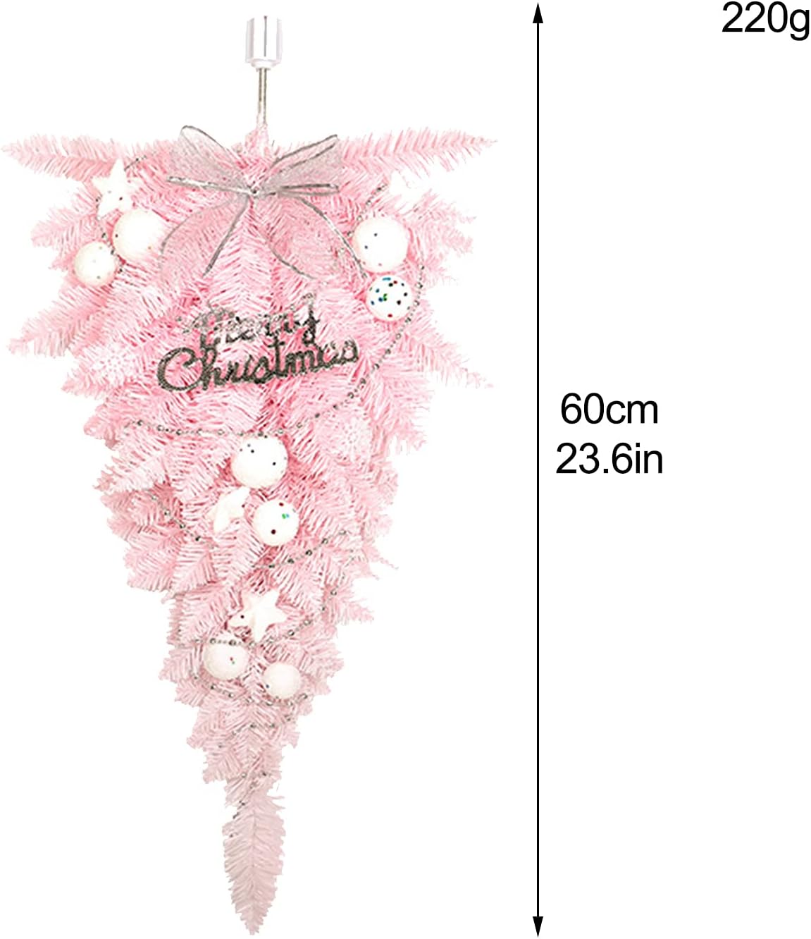 RESOYE Christmas Artificial Swag 236 Inch Pink Floral Wreath Front Door Teardrop with White Ball and Bowknot