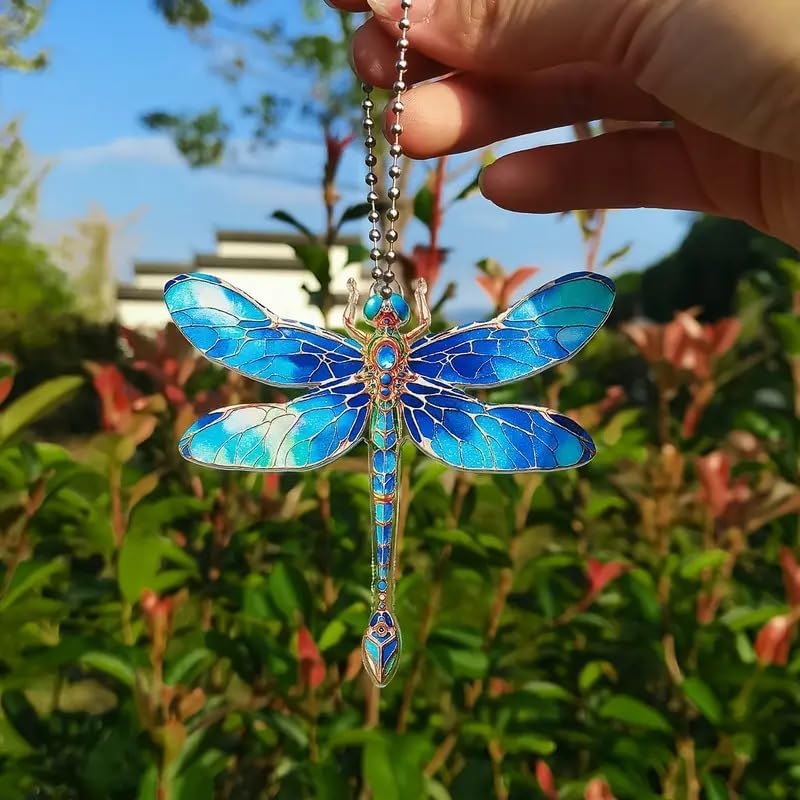 2 Pack Dragonfly Acrylic Suncatchers - Blue Green Holiday Decor