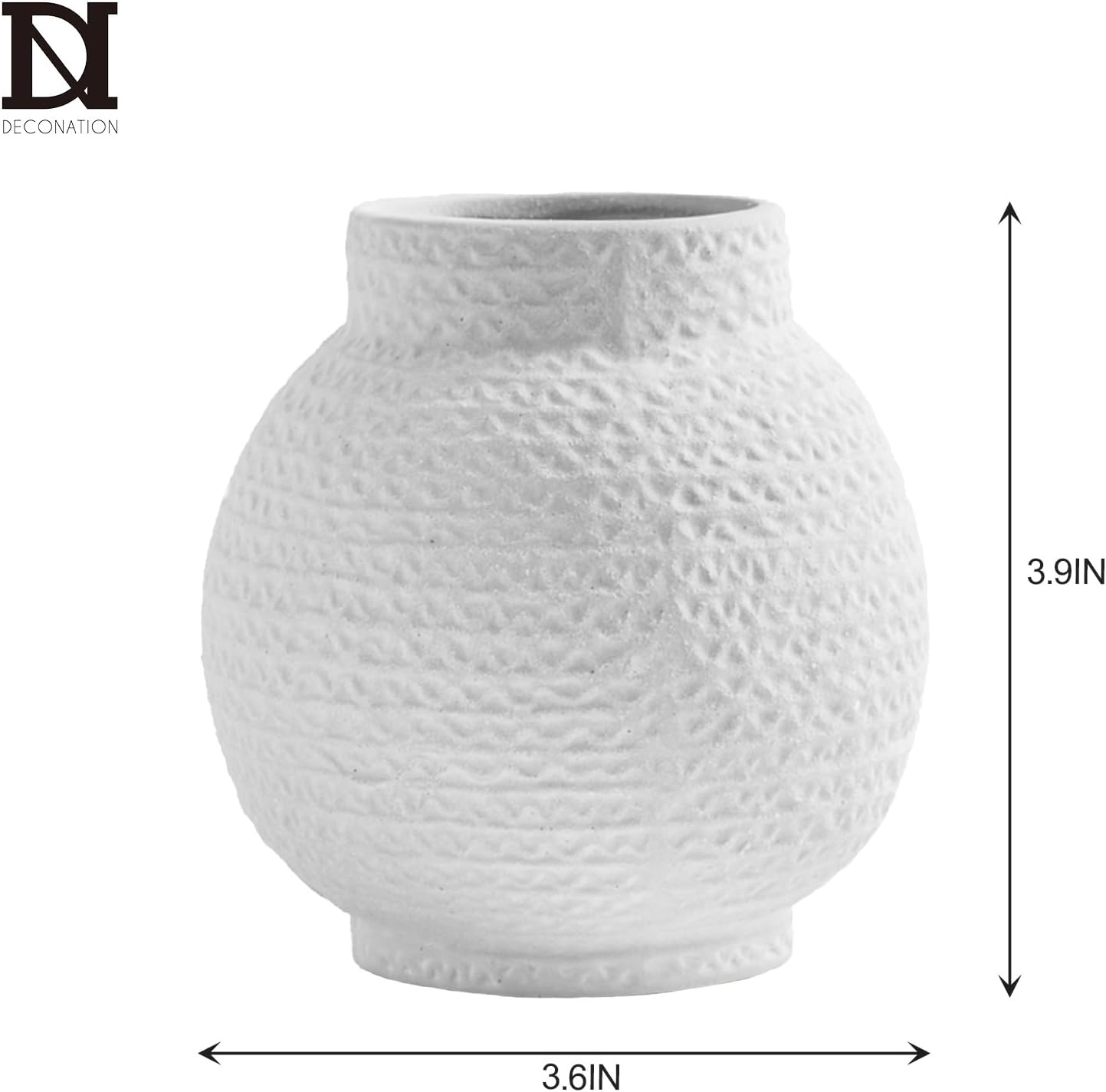 DN DECONATION White Textured Ceramic Vase for Home Decor