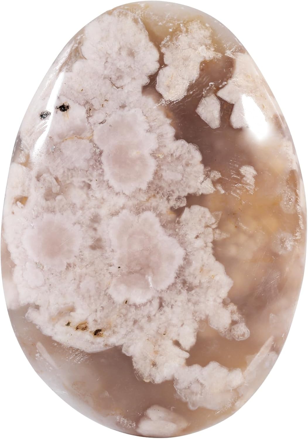 Rockcloud Irregular Cherry Blossom Agate Worry Stone Reiki Crystal Energy Decor for Home and Office