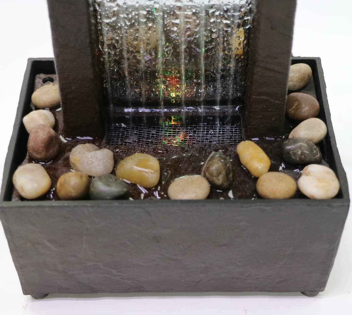 Natures Mark 10 Inch H Mirrored Waterfall Fountain Light Show Tabletop