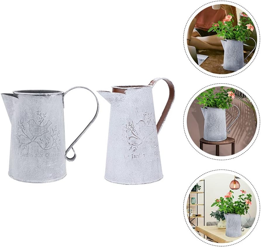 DOITOOL 2pcs Rustic Metal Vase Decor