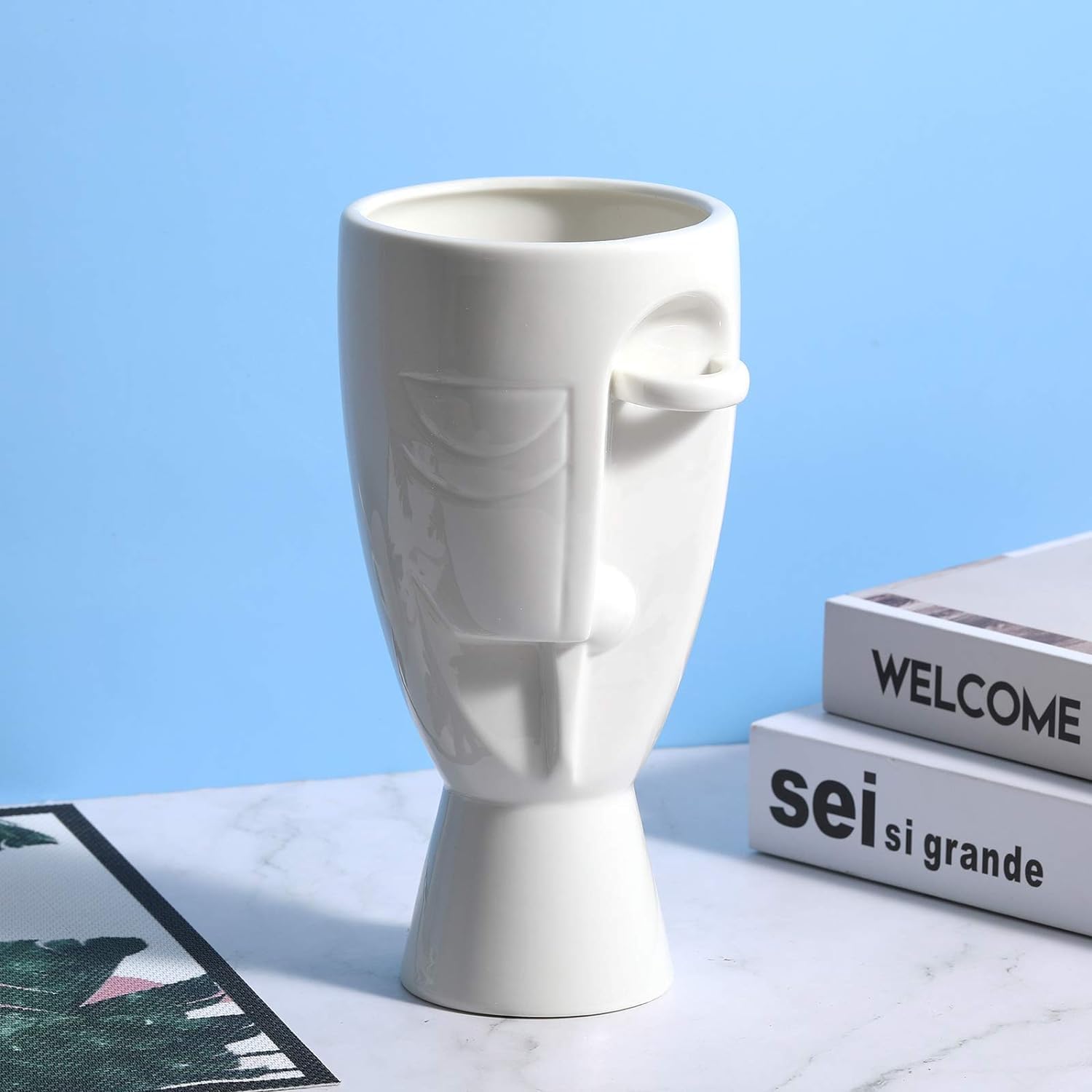 Face Art Ceramic Vases with Creative Floral Designs