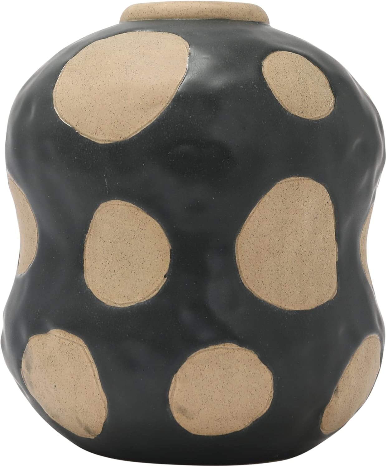 Creative Co Op Stoneware Vase Black Cream 7x7x8