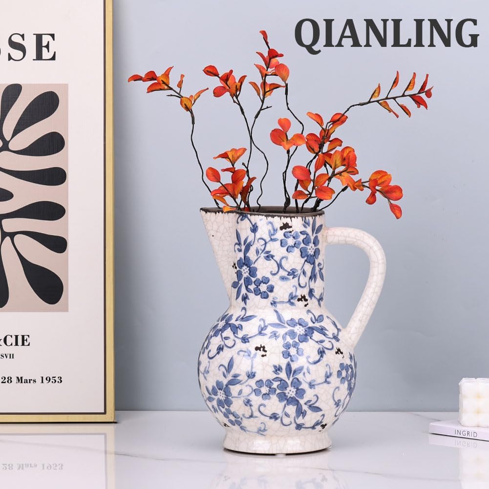 Chinoiserie Decor Blue and White Pitcher