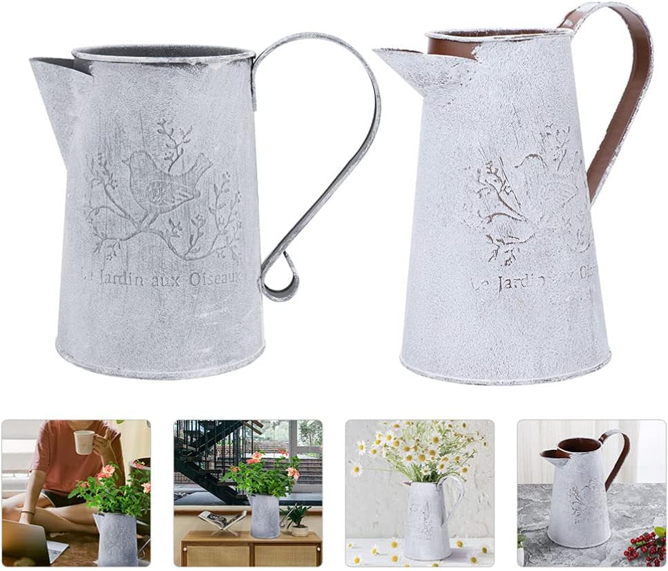 DOITOOL 2pcs Rustic Metal Vase Decor