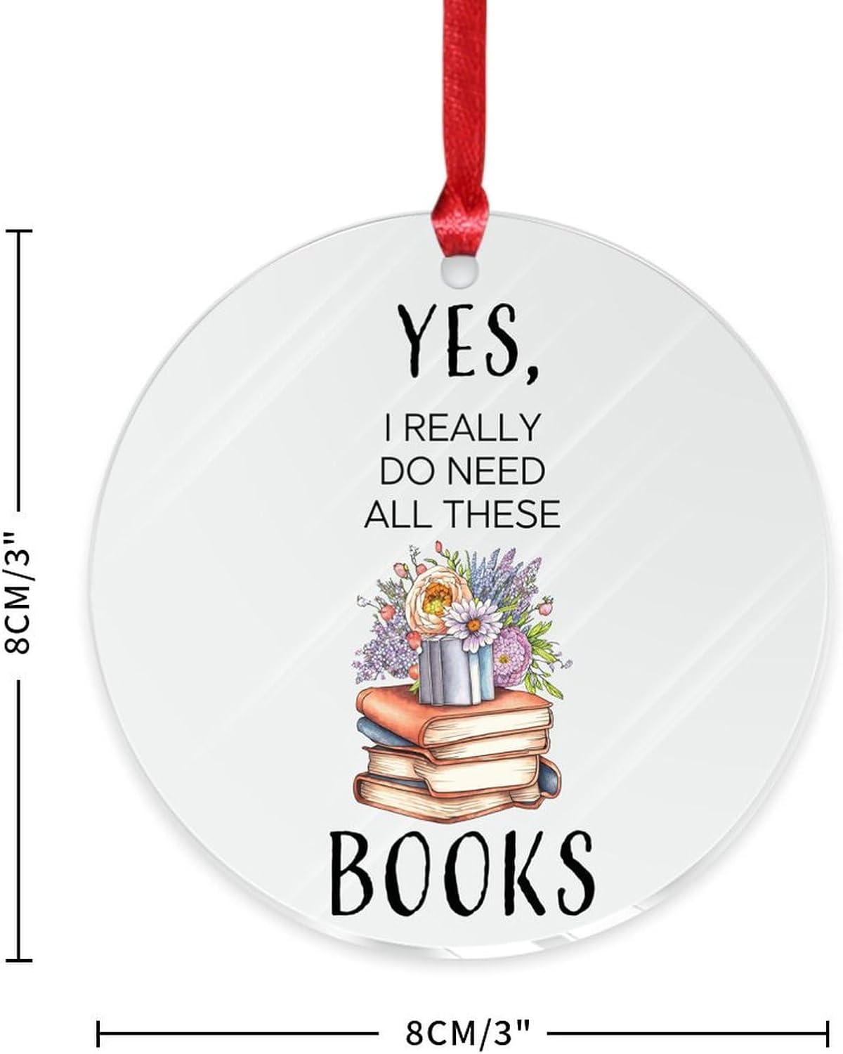 3 Inch Acrylic Christmas Ornaments 2024 Bookish Decorative Hanging Baubles