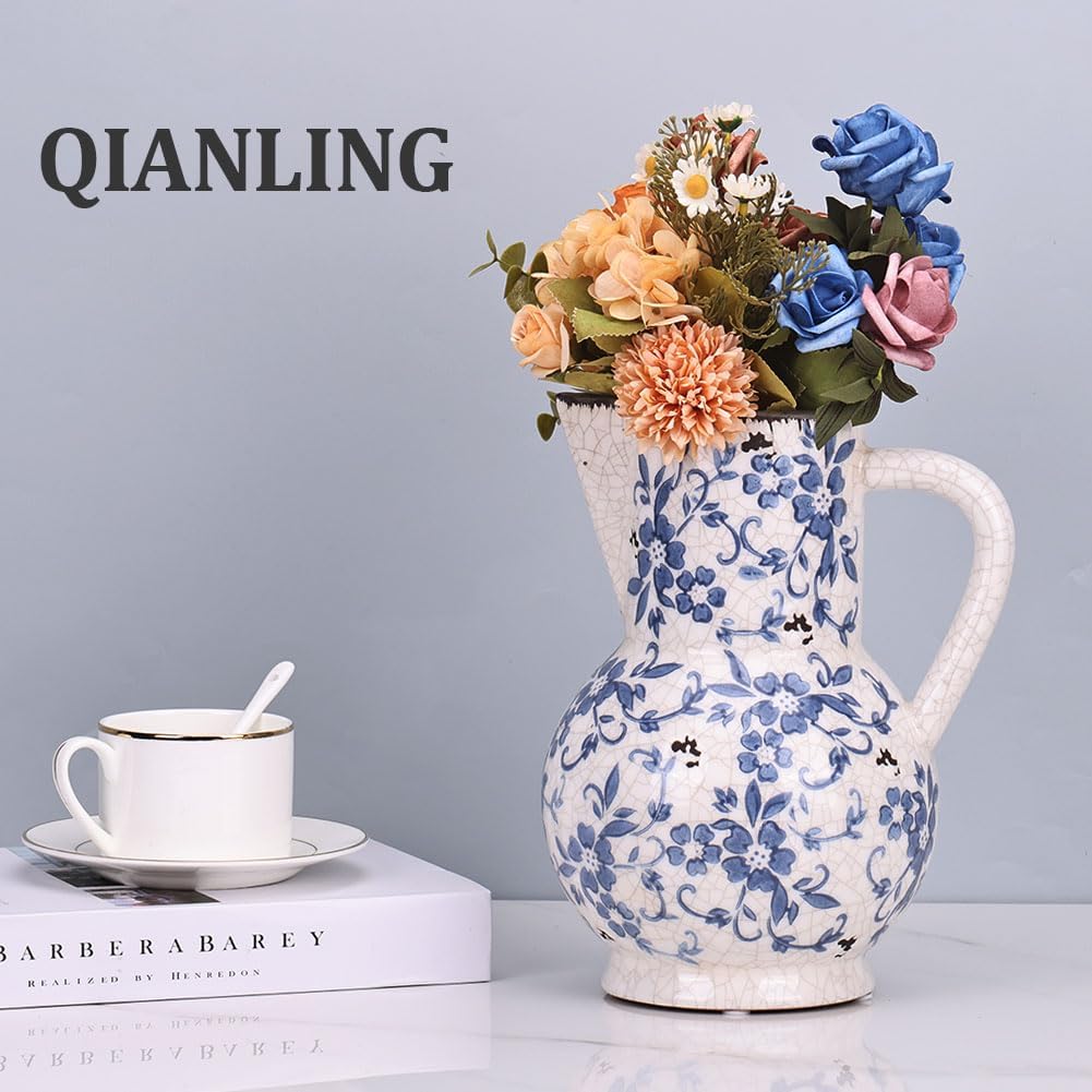 Chinoiserie Decor Blue and White Pitcher