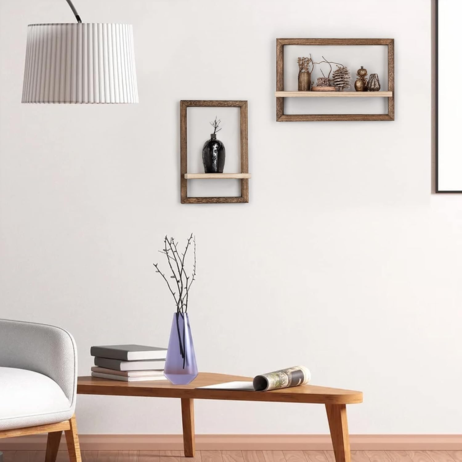Rustic Square Floating Shelves Set of 4 for Wall