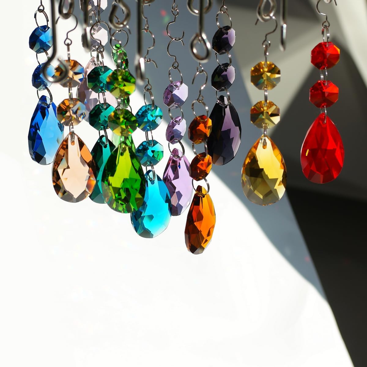 12pcs Teardrop Crystal Chandelier Prisms Suncatcher Beads Replacement