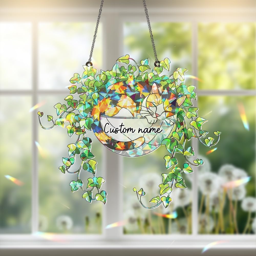 Whimsical Cat Hologram Hanging Ornament
