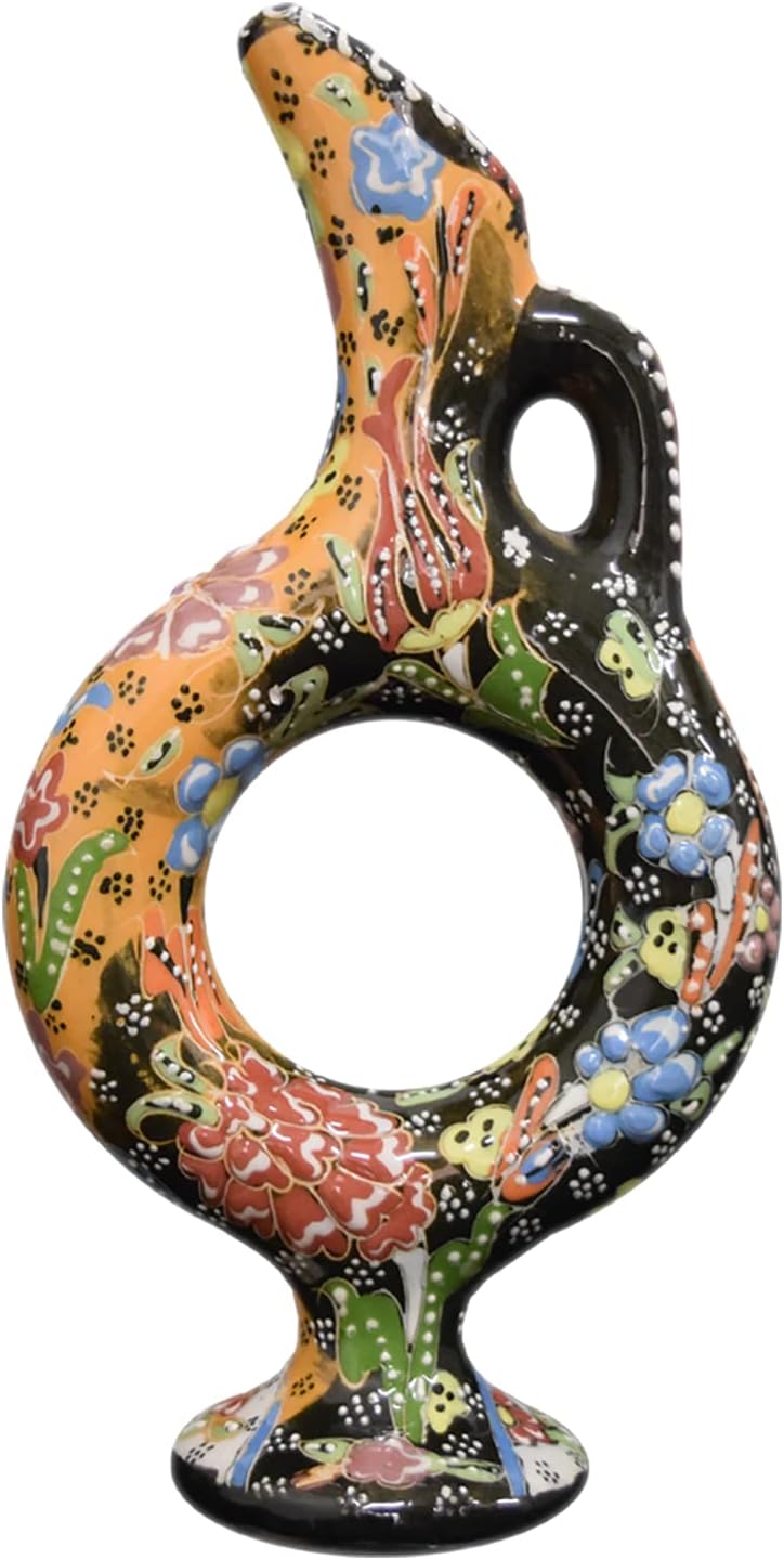 EliPOT Medium Ceramic Hittite Vase Black Orange