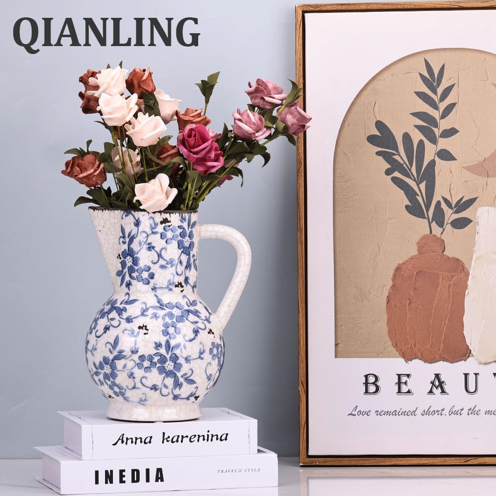 Chinoiserie Decor Blue and White Pitcher